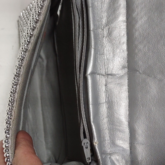 Vintage Silver Metal Bead Clutch Bag - Picture 6 of 7